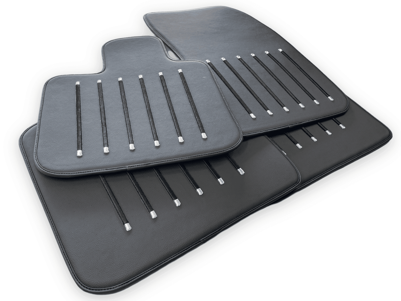 Leather Floor Mats For Rolls Royce Black Badge Ghost Series II (2021-2024) Black - AutoWin