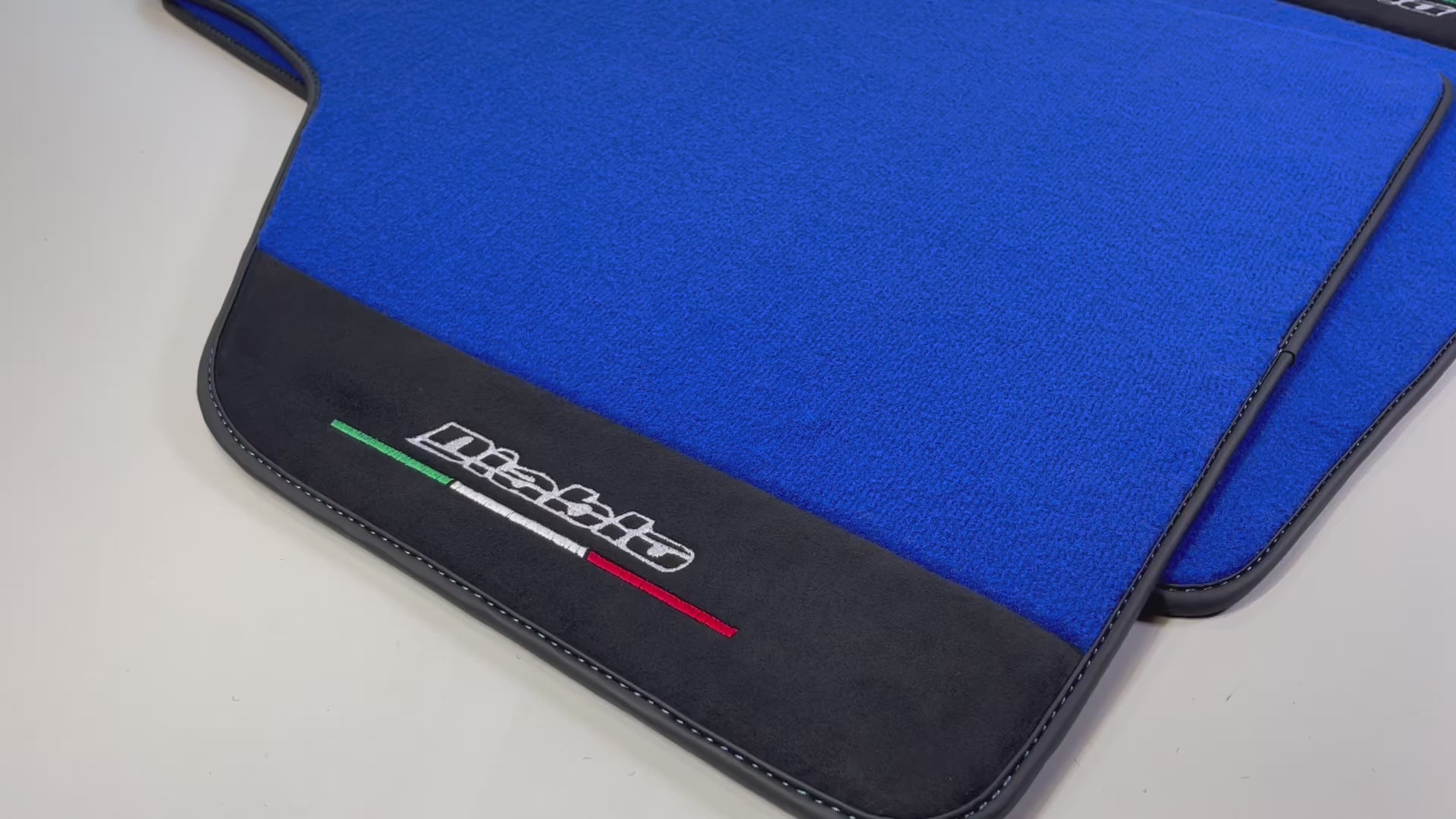 Blaue Fußmatten für Lamborghini Diablo 1990–2001 mit Alcantara-Leder - AutoWin.EU
