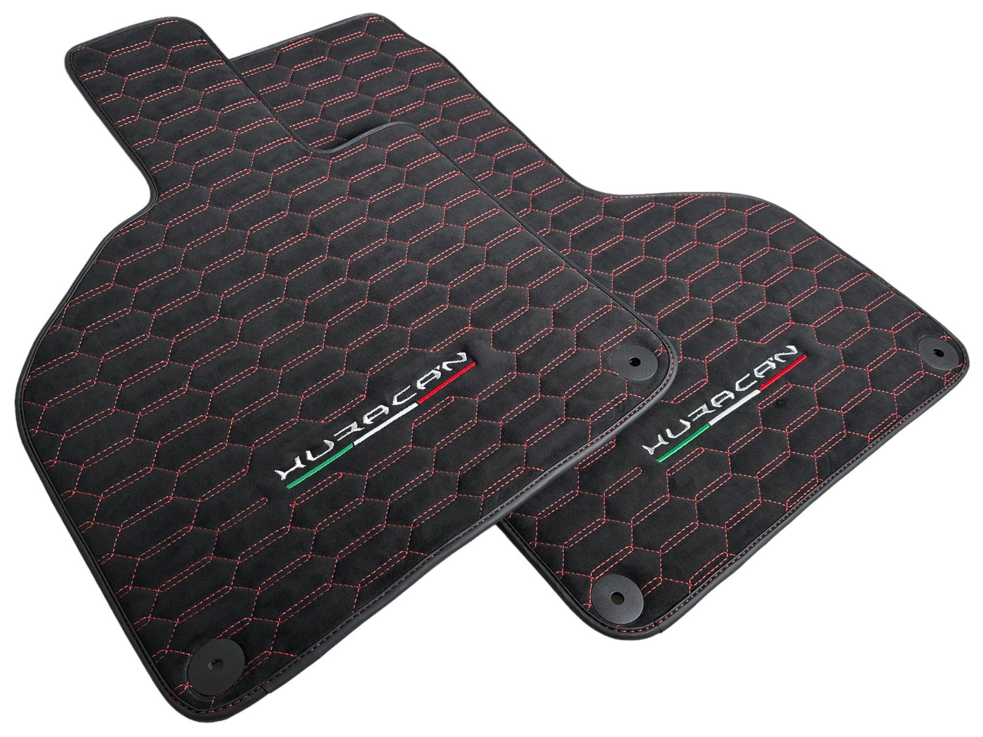 Alcantara Floor Mats for Lamborghini Huracan Red Sewing - AutoWin