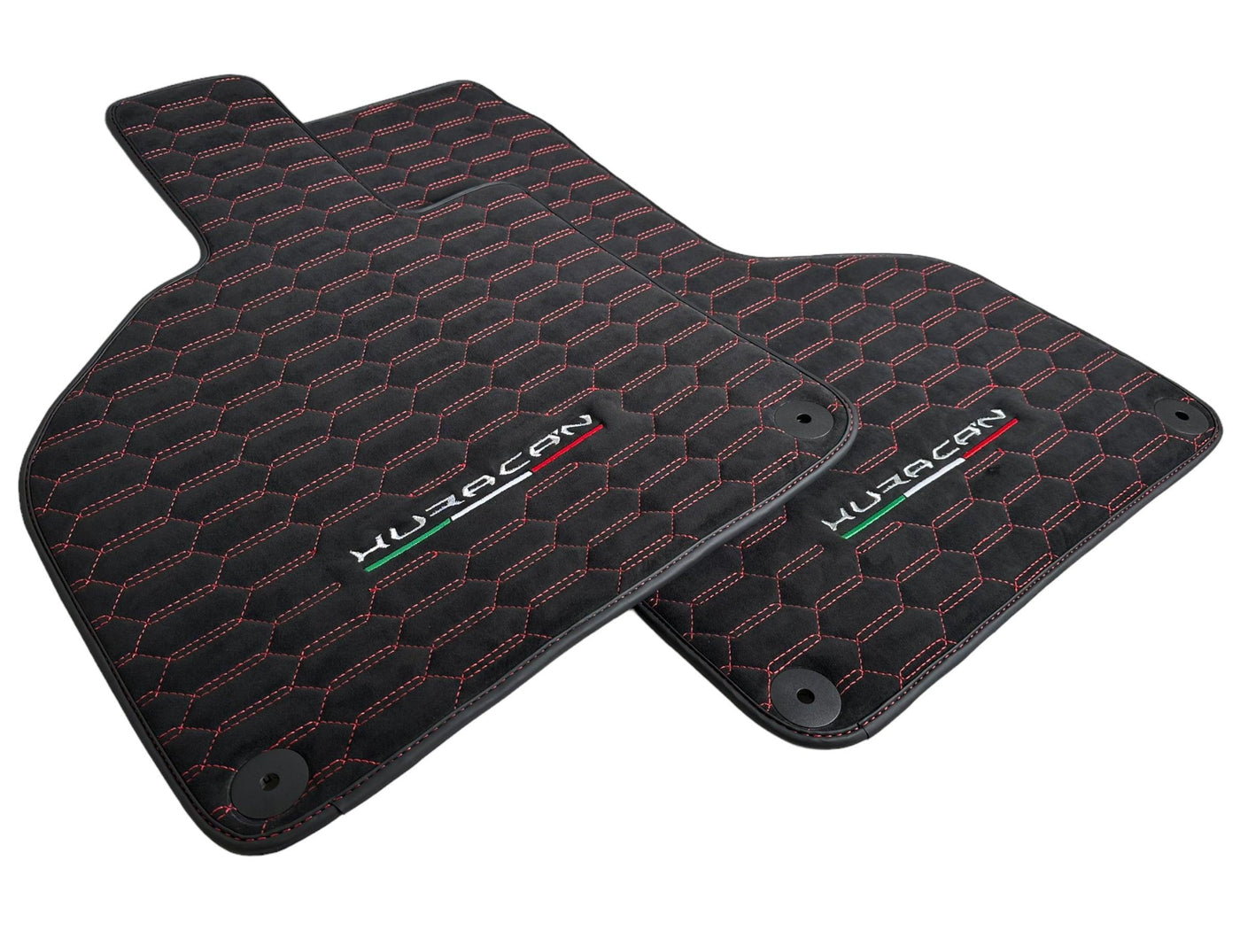 Alcantara Floor Mats for Lamborghini Huracan Red Sewing - AutoWin