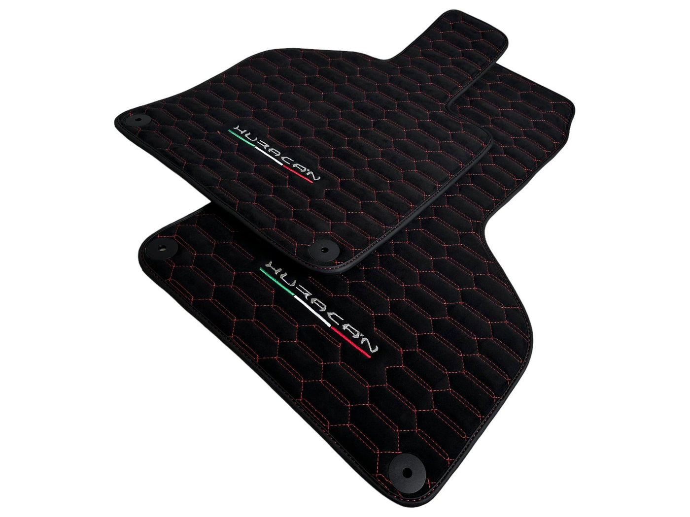 Alcantara Floor Mats for Lamborghini Huracan Red Sewing - AutoWin