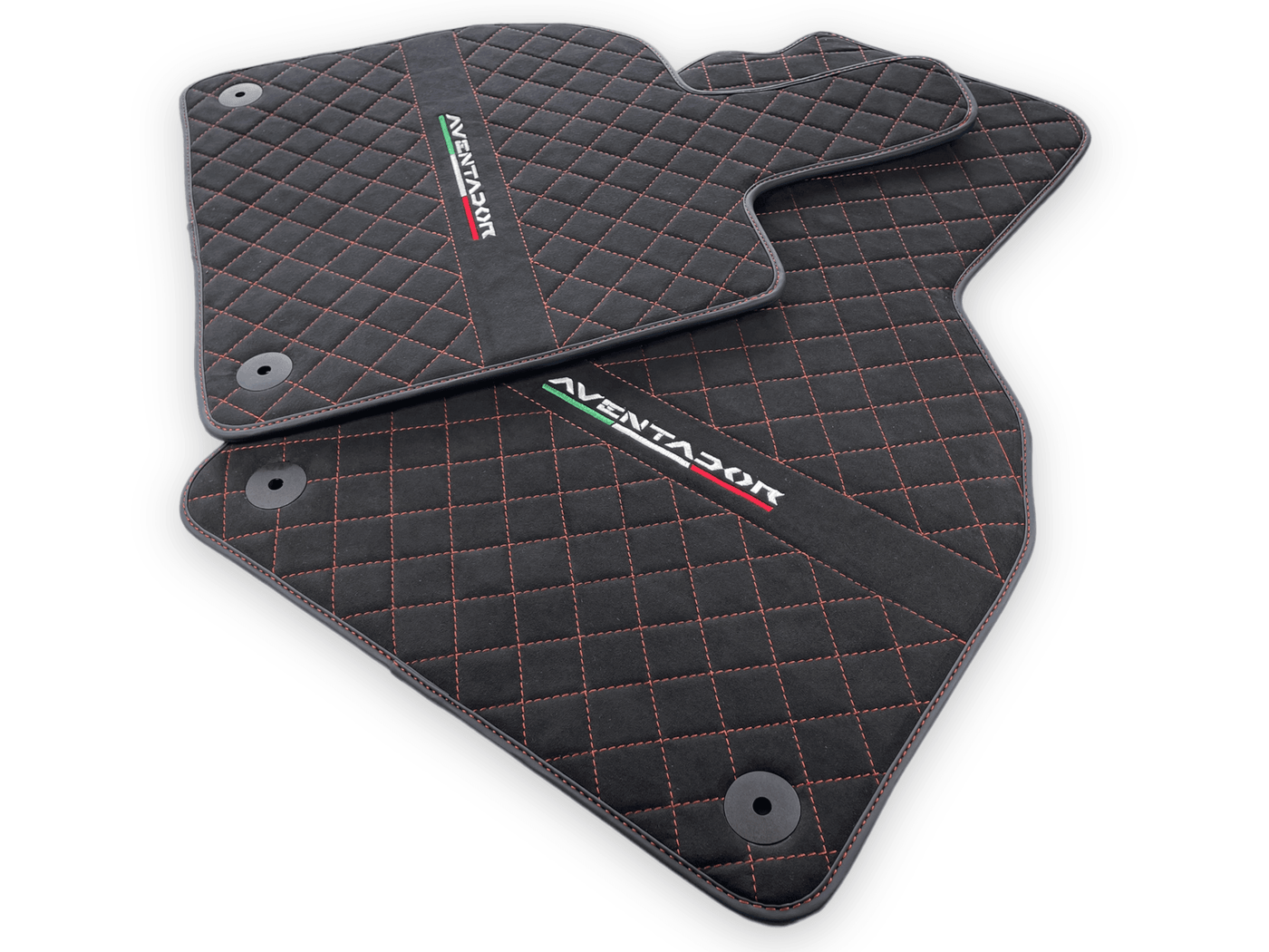Alcantara Leather Floor Mats For Lamborghini Aventador | Red Stitching - AutoWin