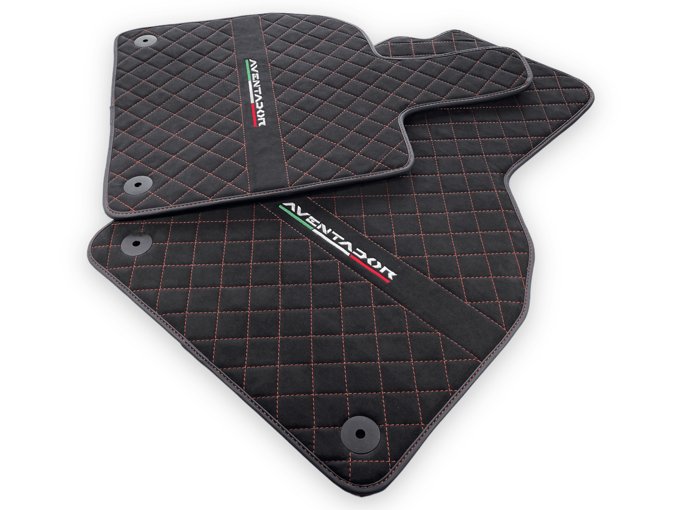 Alcantara Leather Floor Mats For Lamborghini Aventador | Red Stitching - AutoWin