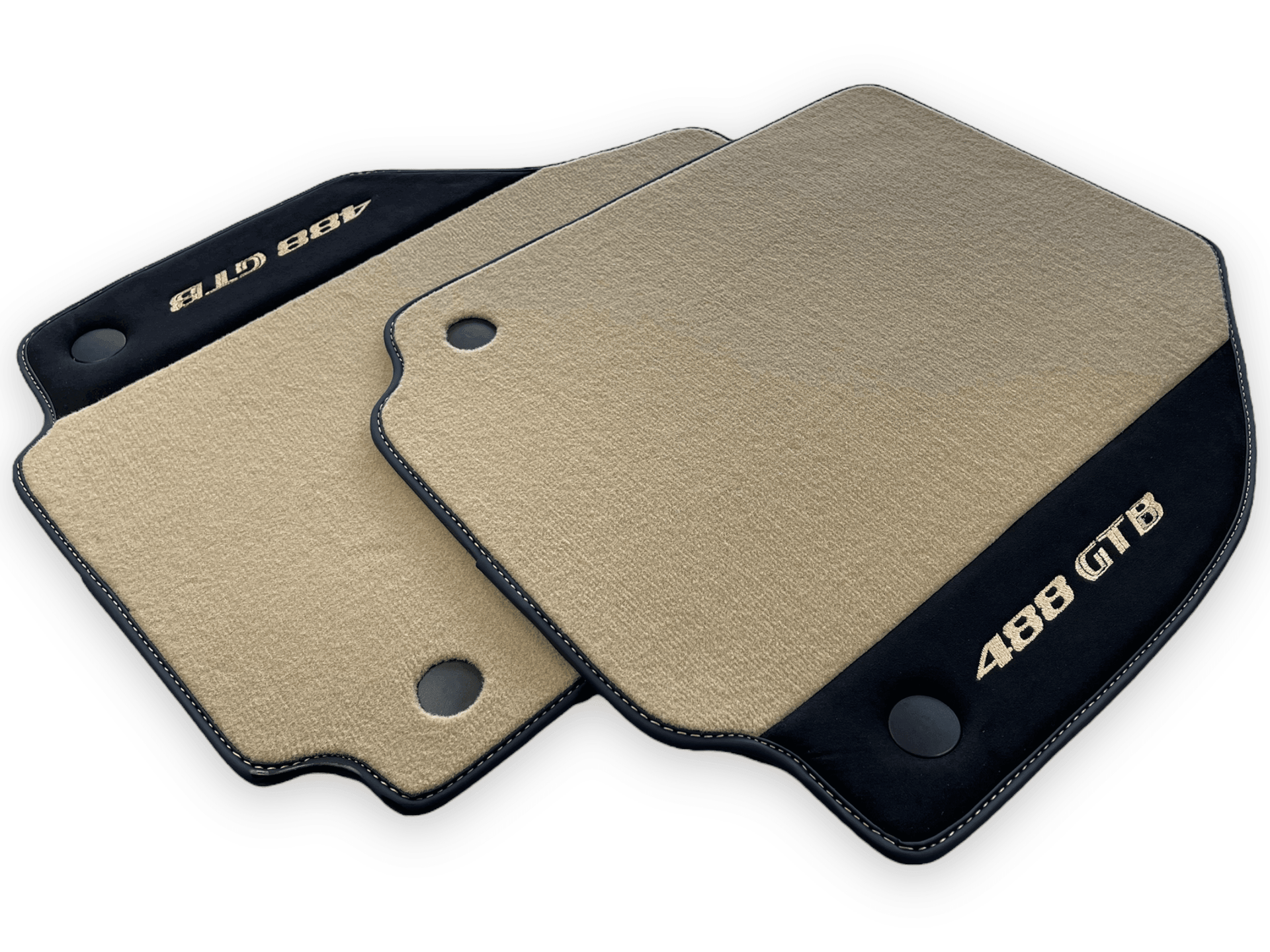 Beige Floor Mats For Ferrari 488 GTB 2016-2022 Carpets With Alcantara Leather - AutoWin