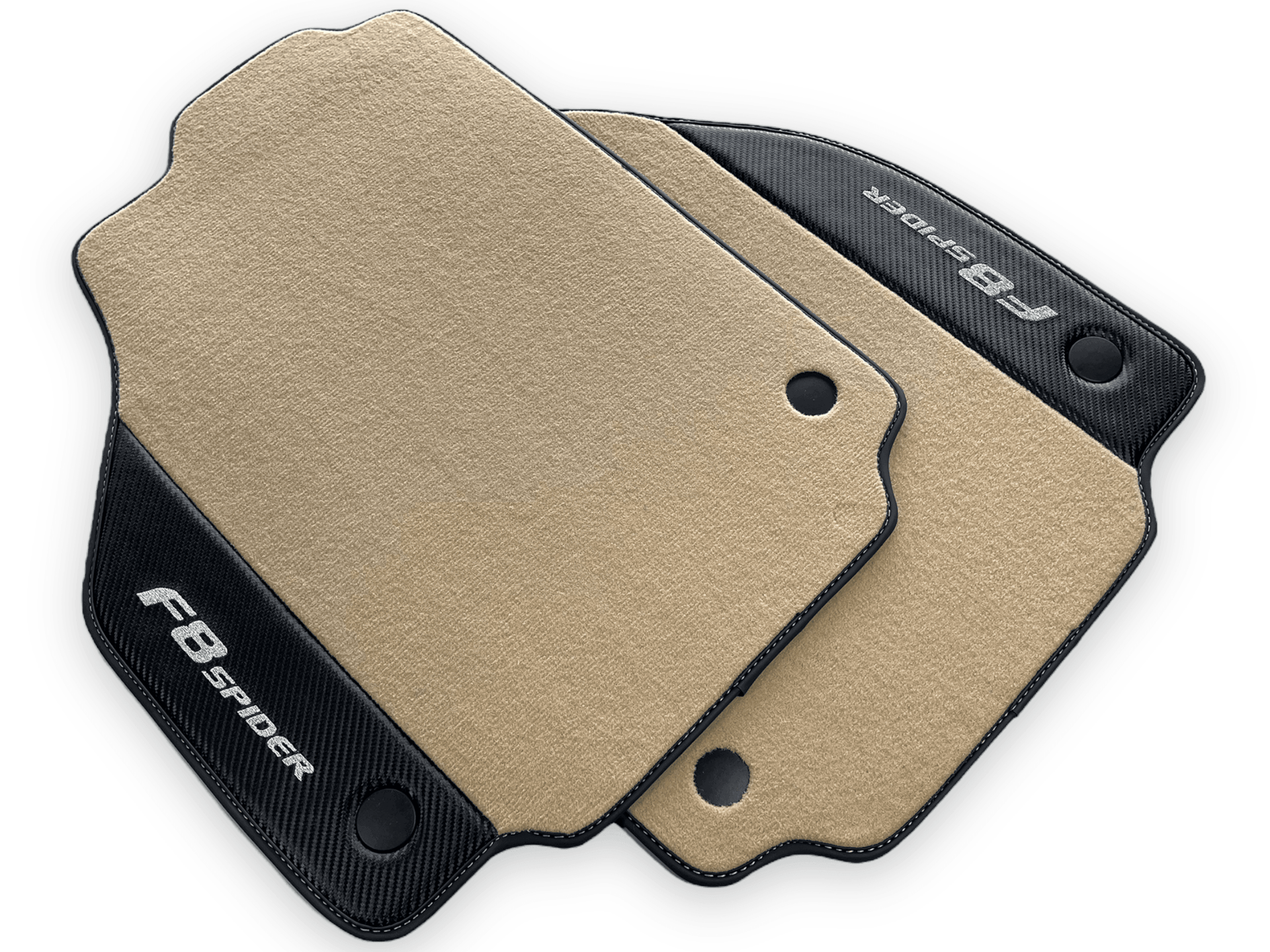 Beige Floor Mats For Ferrari F8 Spider 2019-2022 With Carbon Fiber Leather - AutoWin
