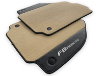 Beige Floor Mats For Ferrari F8 Tributo 2019-2022 With Carbon Leather - AutoWin