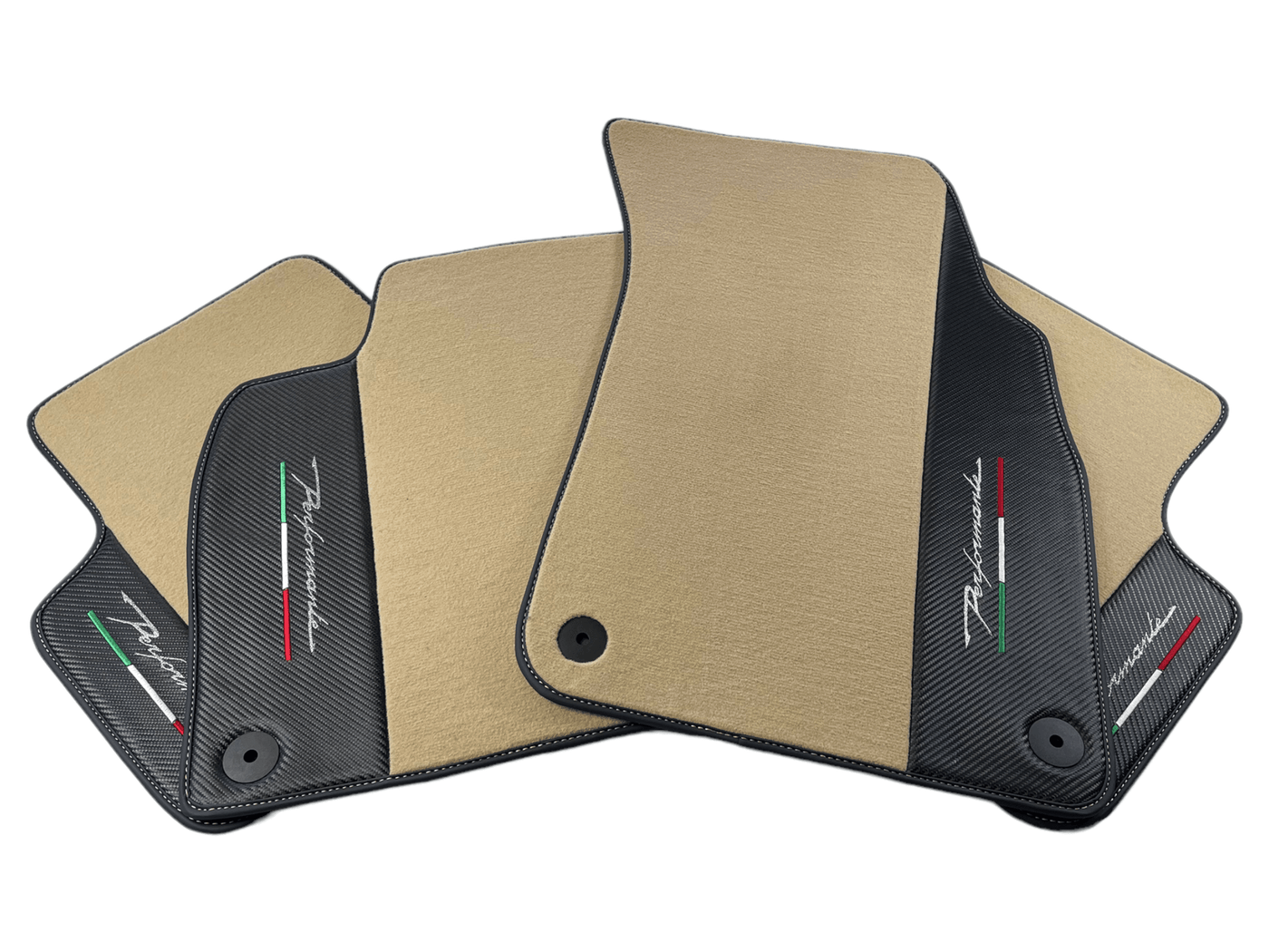 Beige Floor Mats For Lamborghini Urus Performante With Carbon Leather - AutoWin