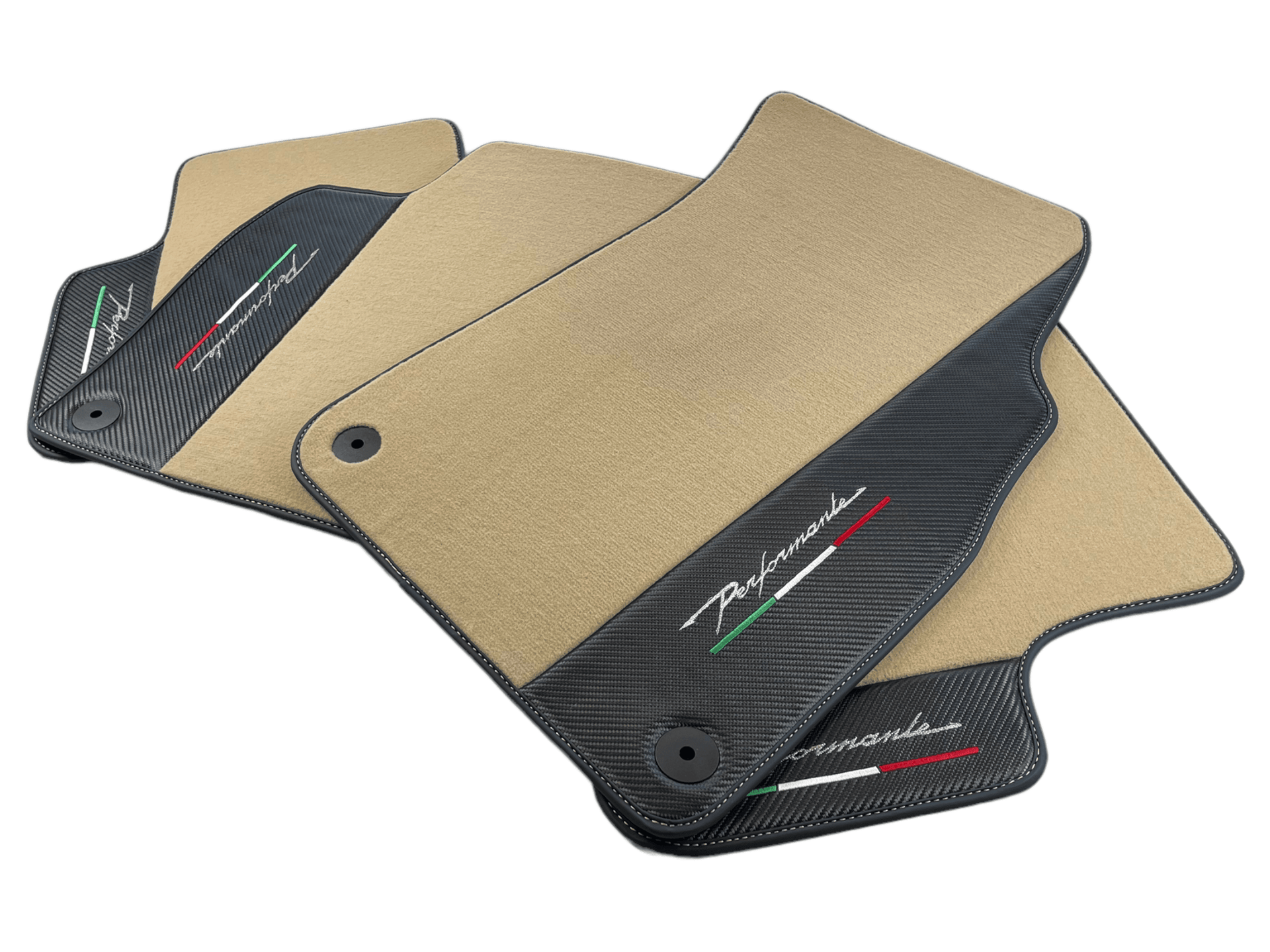 Beige Floor Mats For Lamborghini Urus Performante With Carbon Leather - AutoWin