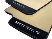 Beige Floor Mats For Tesla Model 3 With Alcantara Leather - AutoWin