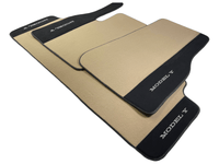 Beige Floor Mats For Tesla Model Y With Alcantara Leather - AutoWin