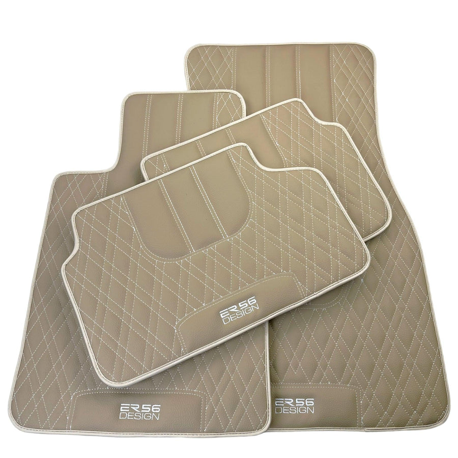 Beige Leather Floor Floor Mats For BMW 1 Series E81 - AutoWin