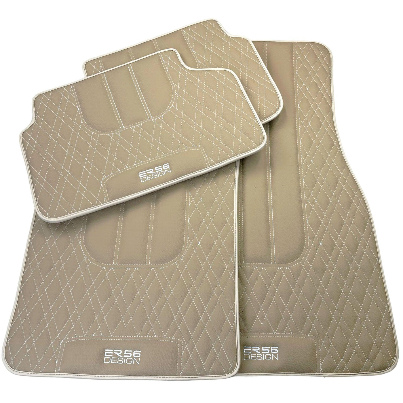 Beige Leather Floor Mats For BMW 3 Series E30 4-doors Sedan - AutoWin
