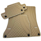 Beige Leather Floor Mats For Mercedes Benz C-Class A205 Convertible (2016-2018) | ER56 Design - AutoWin