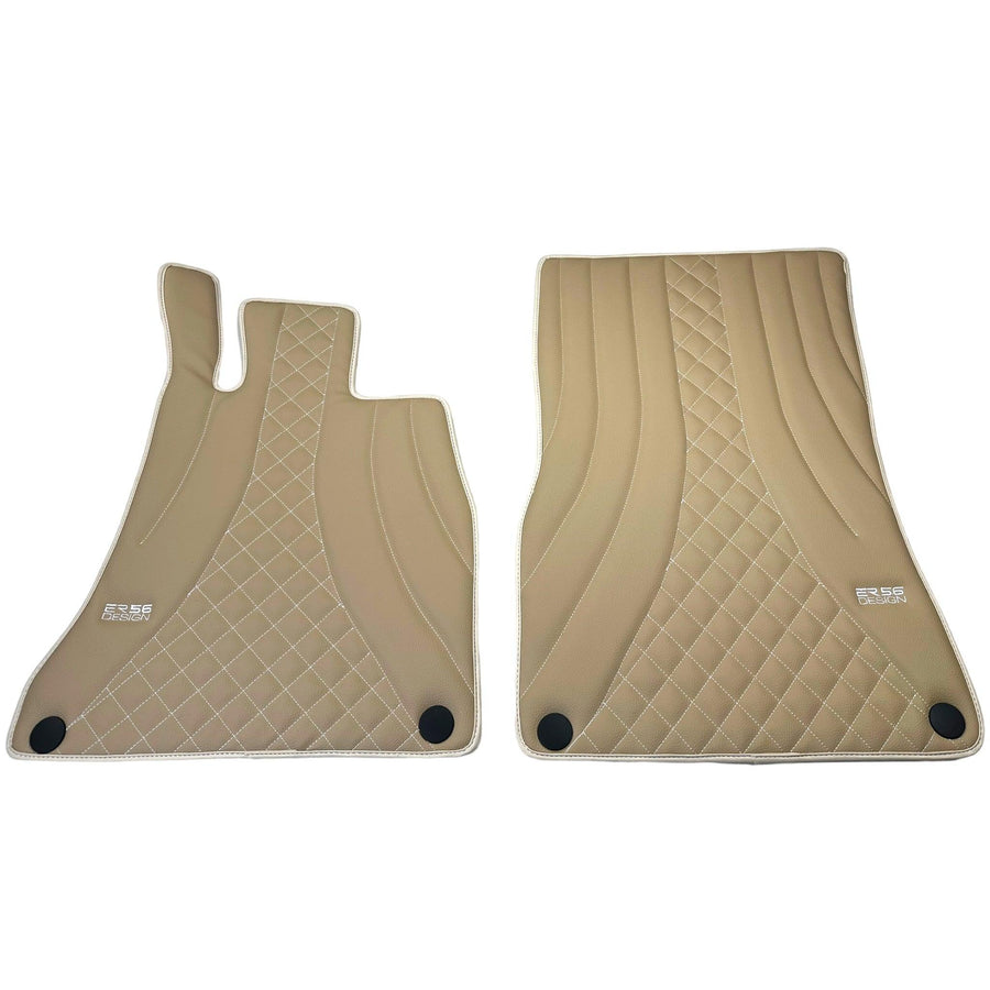 Beige Leather Floor Mats For Mercedes Benz C-Class CL203 Coupe (2000-2008) | ER56 Design - AutoWin