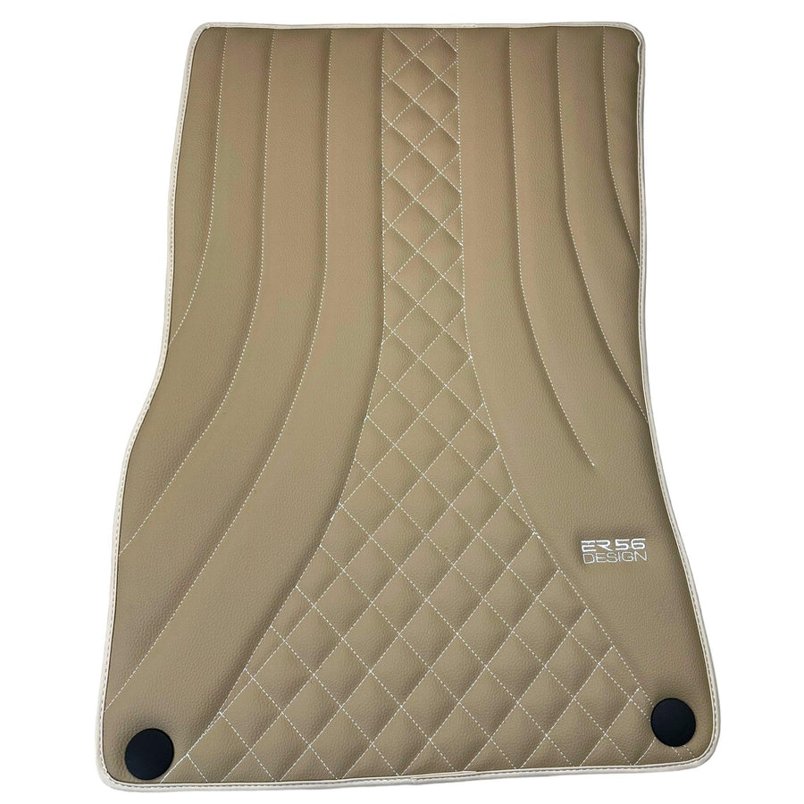 Beige Leather Floor Mats For Mercedes Benz C-Class W205 Sedan (2014-2018) | ER56 Design - AutoWin