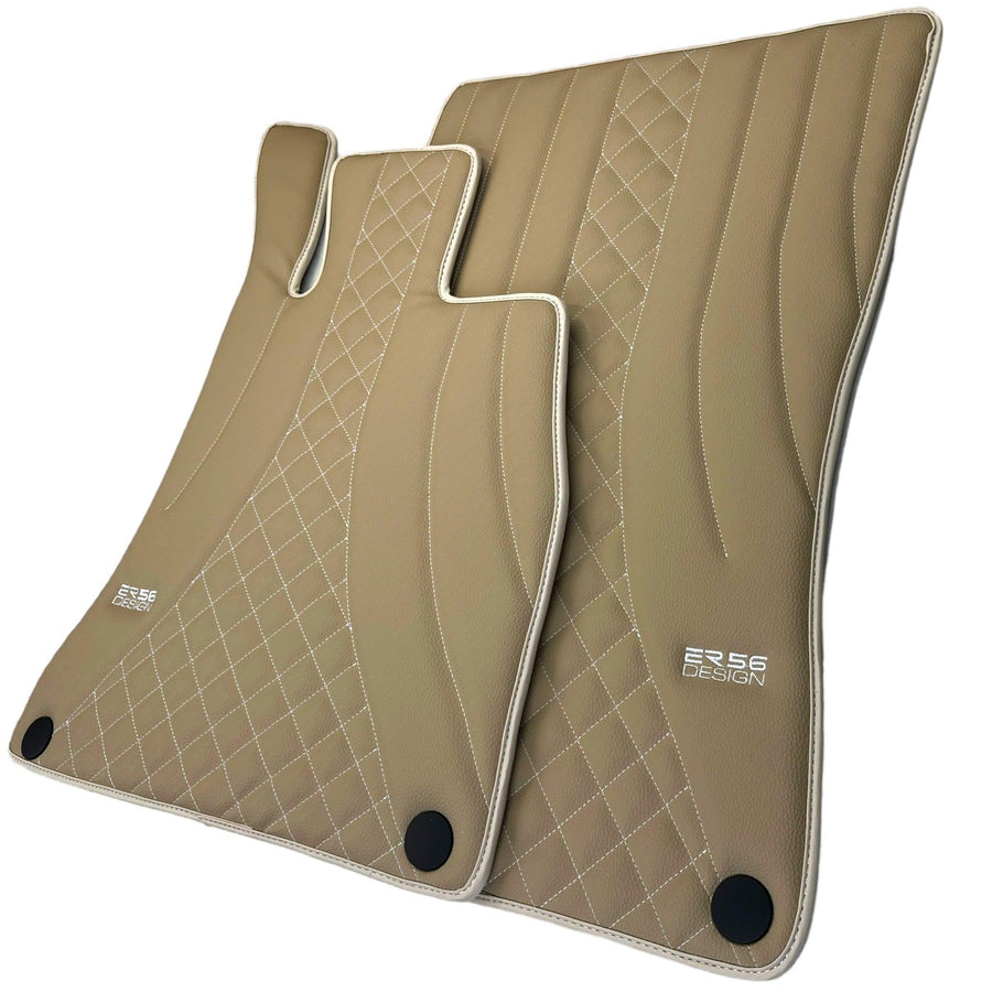 Beige Leather Floor Mats For Mercedes Benz C-Class W206 Sedan (2021-2023) Hybrid| ER56 Design - AutoWin