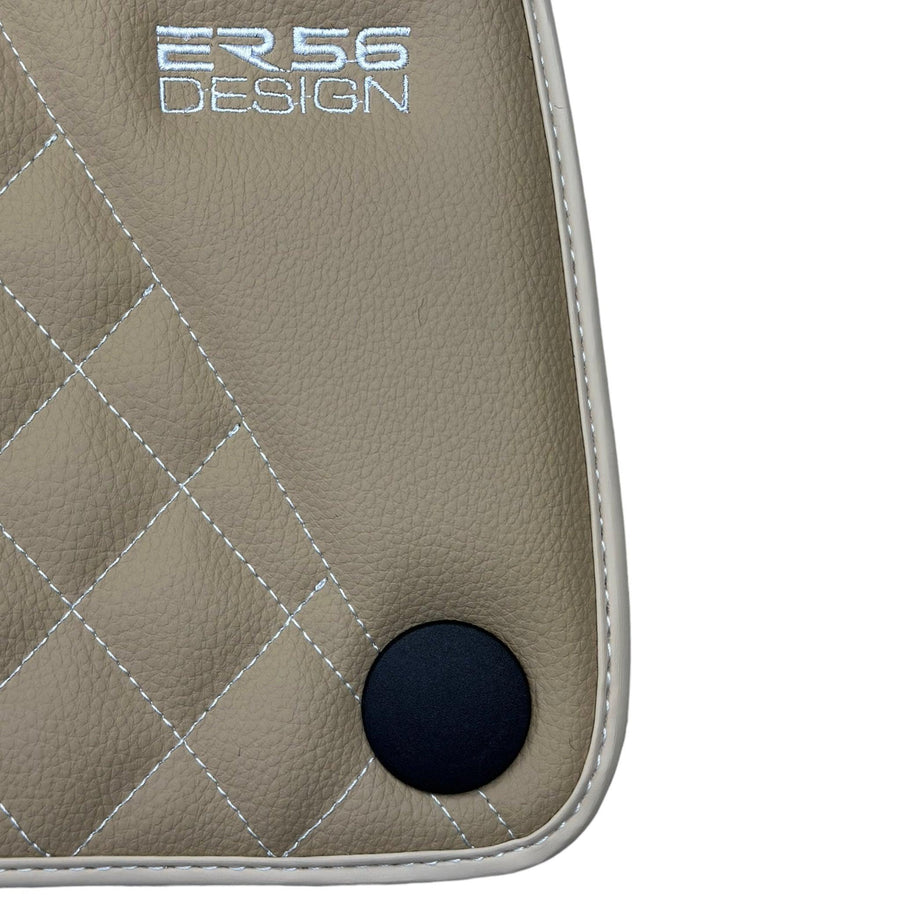 Beige Leather Floor Mats For Mercedes Benz EQS-Class X296 (2022-2023) | ER56 Design - AutoWin