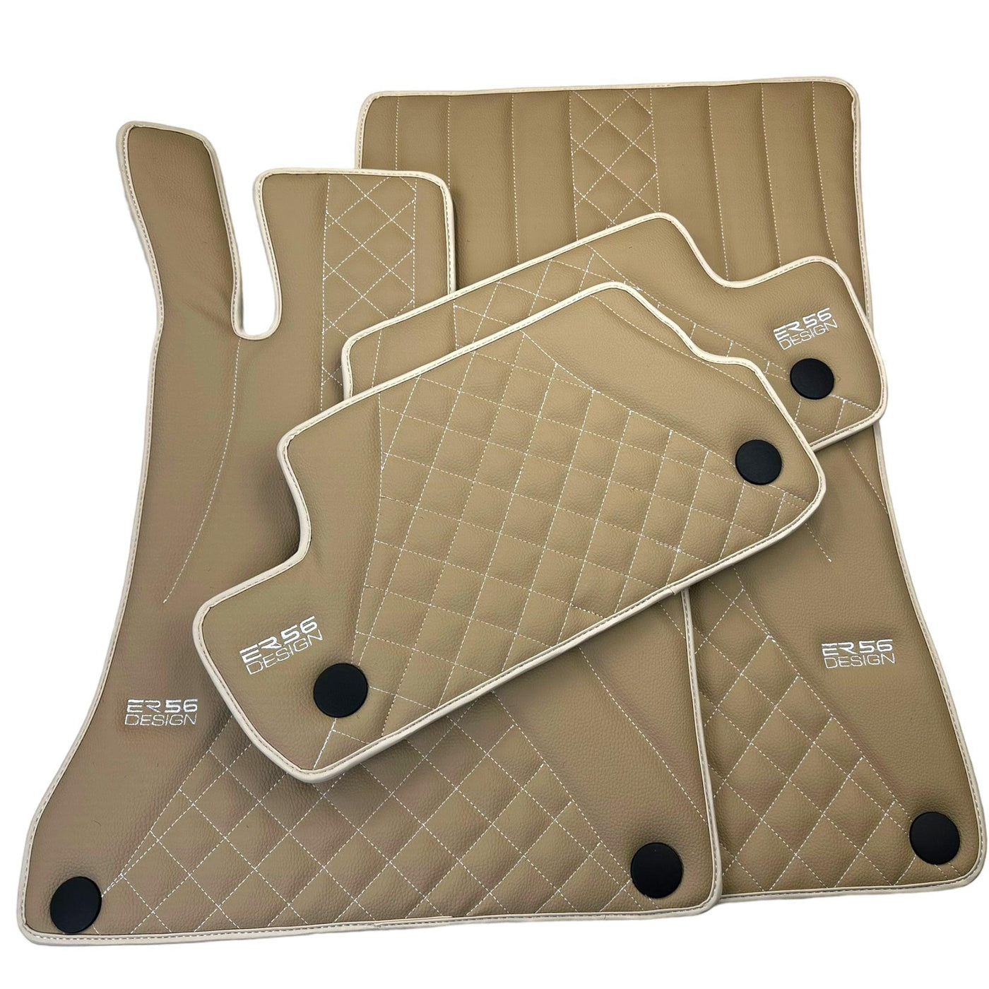 Beige Leather Floor Mats For Mercedes Benz GLC-Class X253 SUV (2019-2023) | ER56 Design - AutoWin