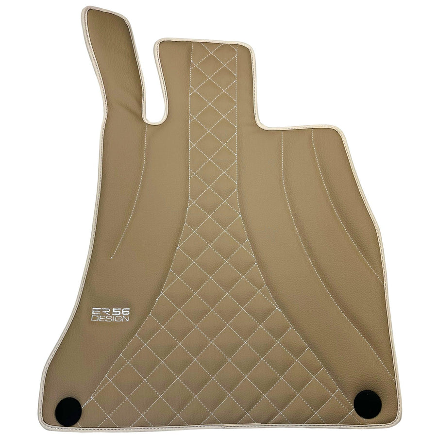 Beige Leather Floor Mats For Mercedes Benz S-Class W221 (2005-2013) Long Wheelbase | ER56 Design - AutoWin