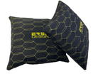 Black Alcantara Leather Pillows ER56 Design Set of 2 Yellow Sewing - AutoWin