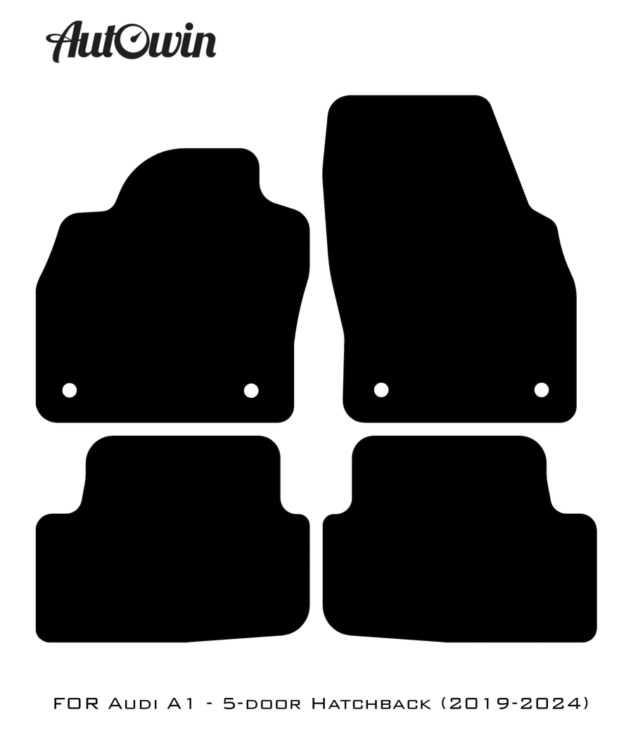 Black Floor Mats for Audi A1 - 5-door Hatchback (2019-2024) | Fighter Jet Edition - AutoWin