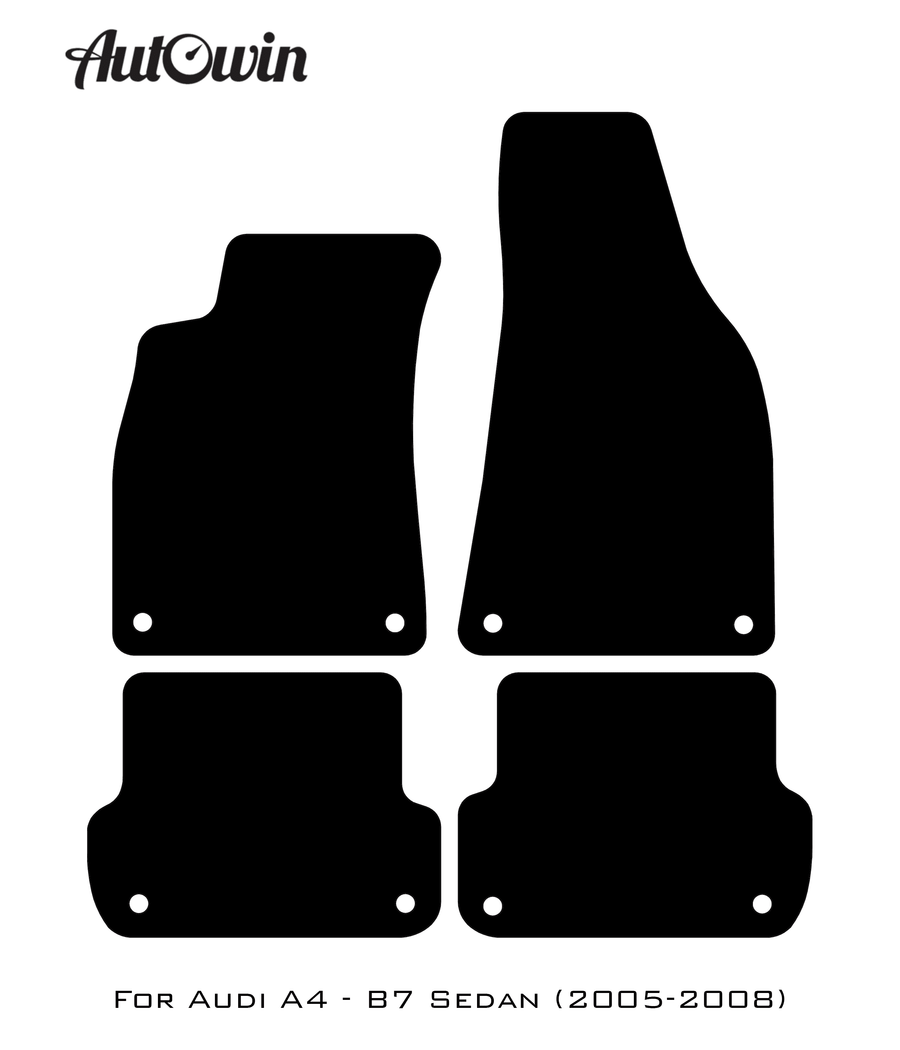 Black Floor Mats for Audi A4 - B7 Sedan (2005-2008) With Orange Alcantara | ER56 Design - AutoWin