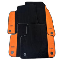 Black Floor Mats for Audi A4 - B8 Sedan (2008-2015) With Orange Alcantara | ER56 Design - AutoWin