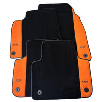 Black Floor Mats for Audi A4 - B9 Avant (2015-2018) With Orange Alcantara | ER56 Design - AutoWin