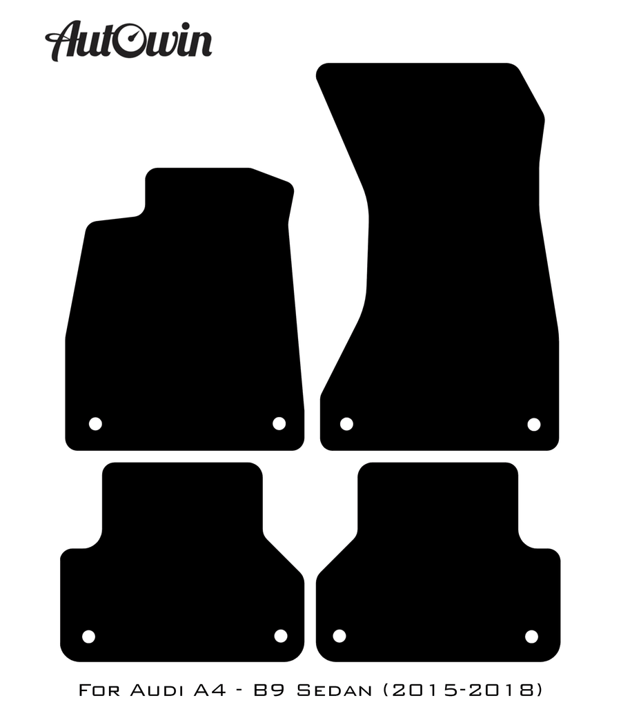 Black Floor Mats for Audi A4 - B9 Sedan (2015-2018) | No Steps - AutoWin