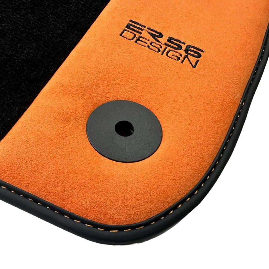 Black Floor Mats for Audi A5 - 8F7 Convertible (2009-2017) With Orange Alcantara | ER56 Design - AutoWin