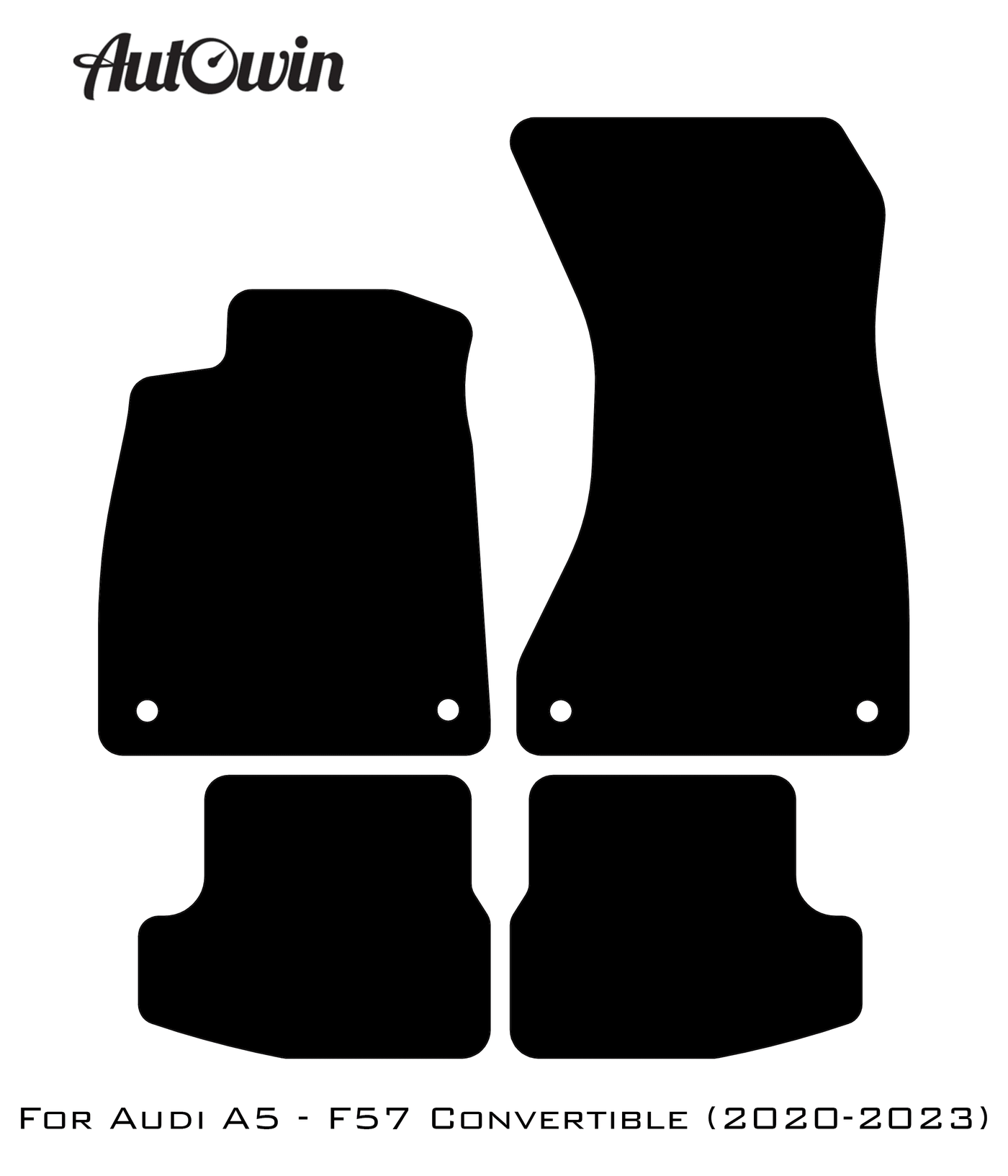 Black Floor Mats for Audi A5 - F57 Convertible (2020-2023) With Orange Alcantara | ER56 Design - AutoWin