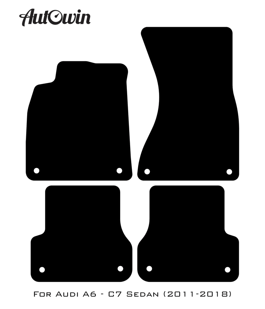 Black Floor Mats for Audi A6 - C7 Sedan (2011-2018) With Orange Alcantara | ER56 Design - AutoWin