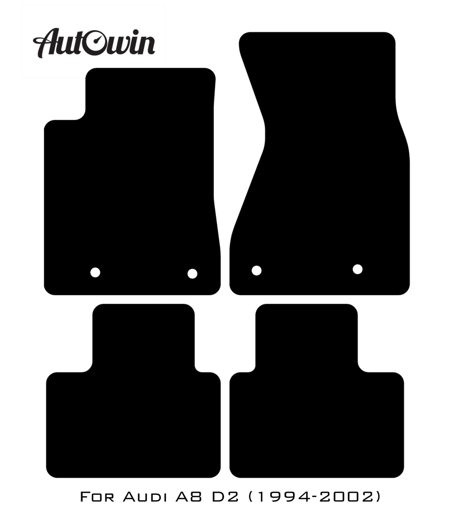 Black Floor Mats for Audi A8 D2 (1994-2002) With Orange Alcantara | ER56 Design - AutoWin
