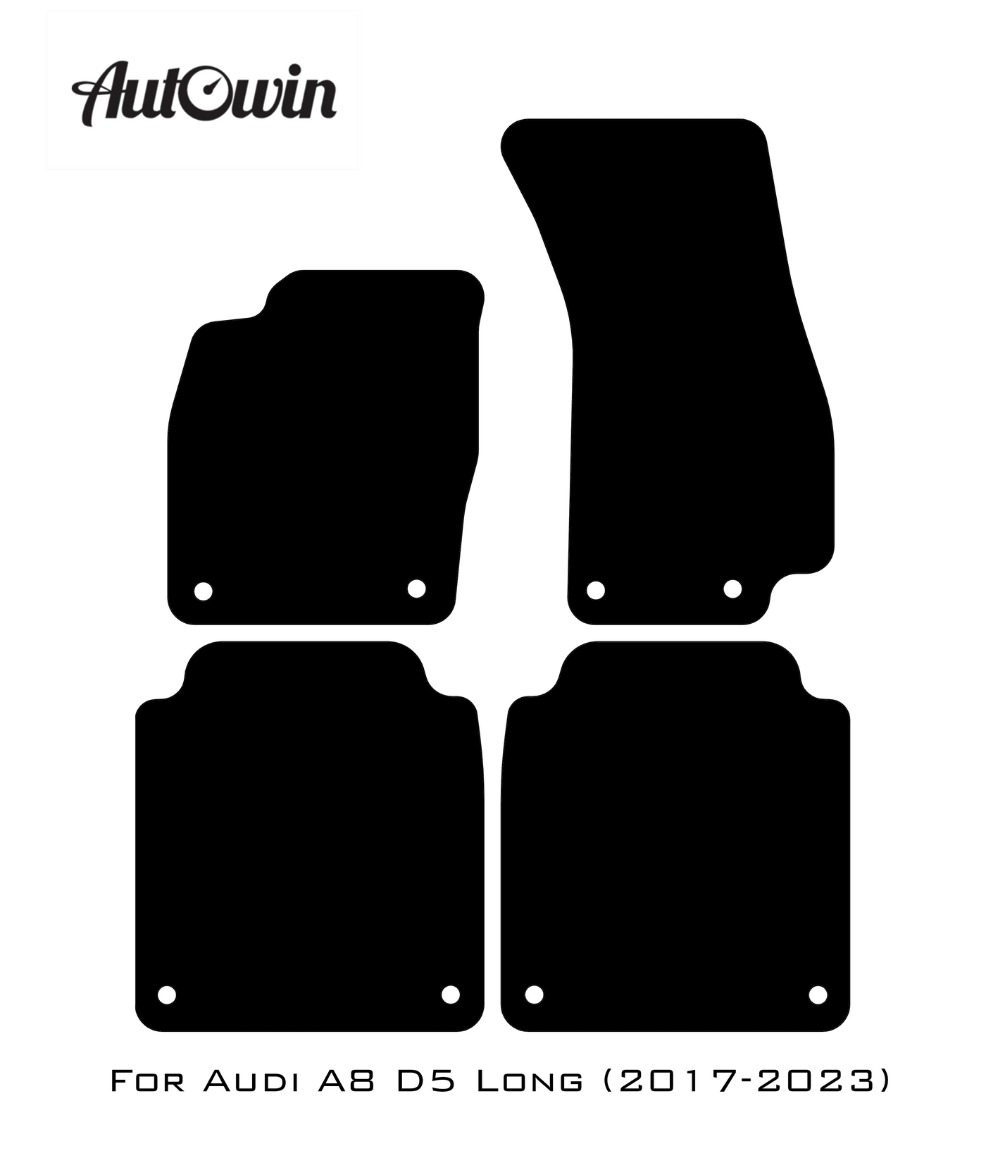 Black Floor Mats for Audi A8 D5 Long (2017-2023) With Orange Alcantara | ER56 Design - AutoWin