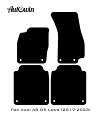 Black Floor Mats for Audi A8 D5 Long (2017-2023) With Orange Alcantara | ER56 Design - AutoWin