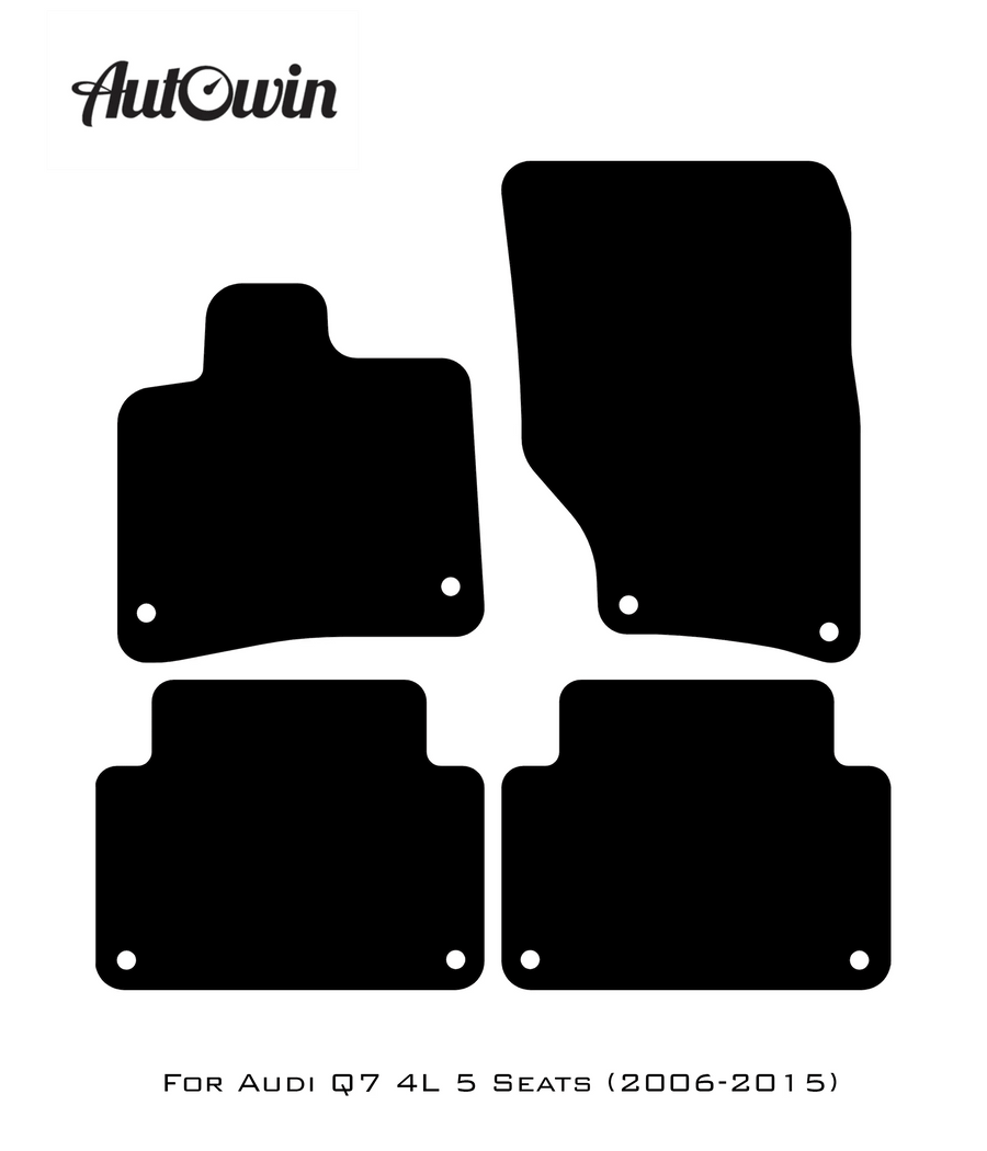 Black Floor Mats for Audi Q7 4L (2006-2015) With Orange Alcantara | ER56 Design - AutoWin