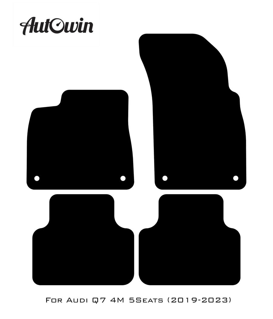 Black Floor Mats for Audi Q7 4M (2019-2023) With Orange Alcantara | ER56 Design - AutoWin