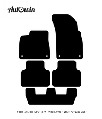 Black Floor Mats for Audi Q7 4M (2019-2023) With Orange Alcantara | ER56 Design - AutoWin