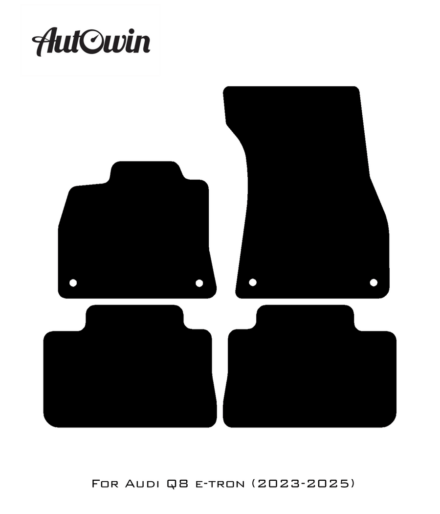Black Floor Mats for Audi Q8 e-tron (2023-2025) With Orange Alcantara | ER56 Design - AutoWin