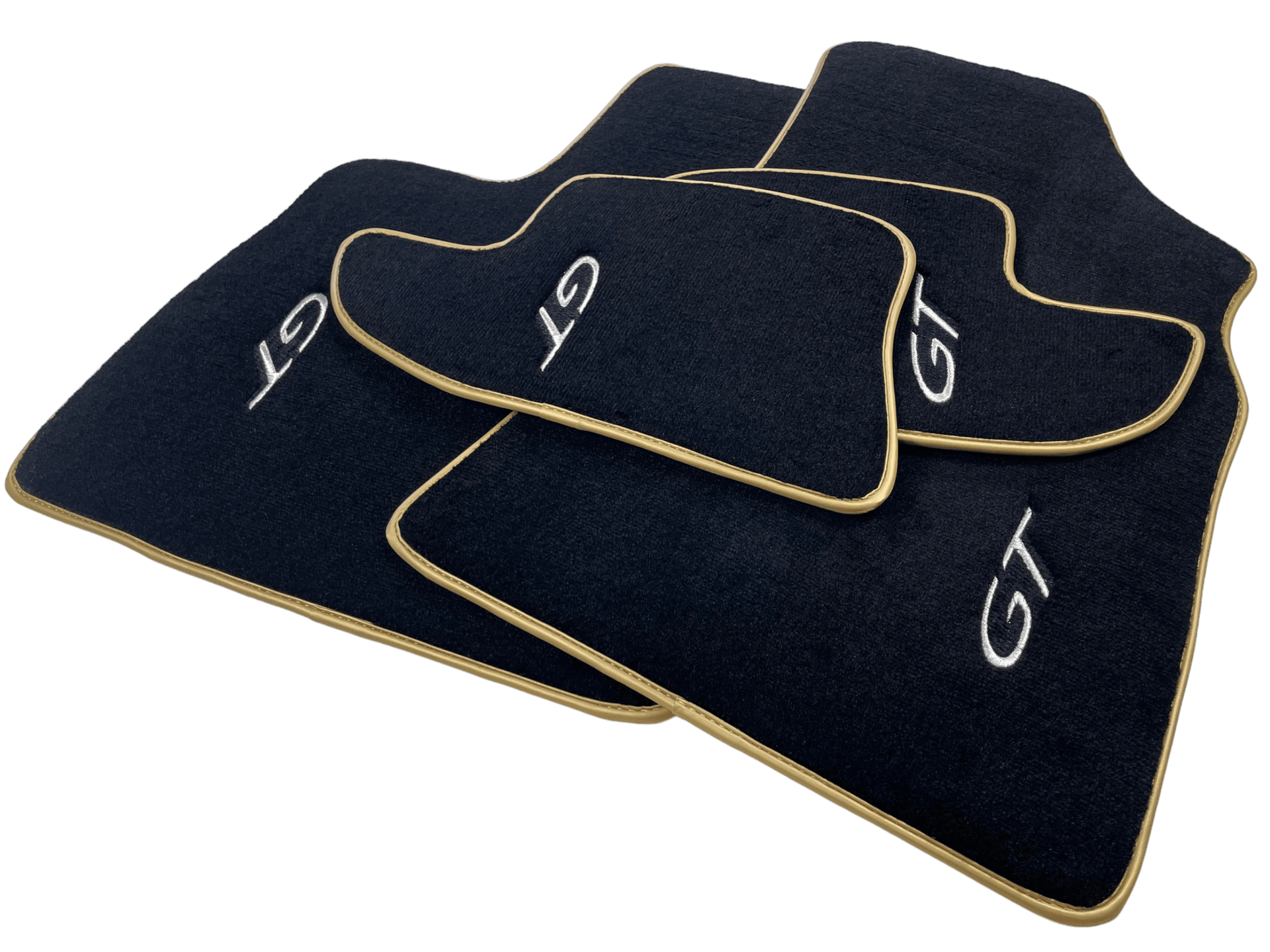 Black Floor Mats For Bentley Continental GT 2003–2011 With Gold Color Trim - AutoWin
