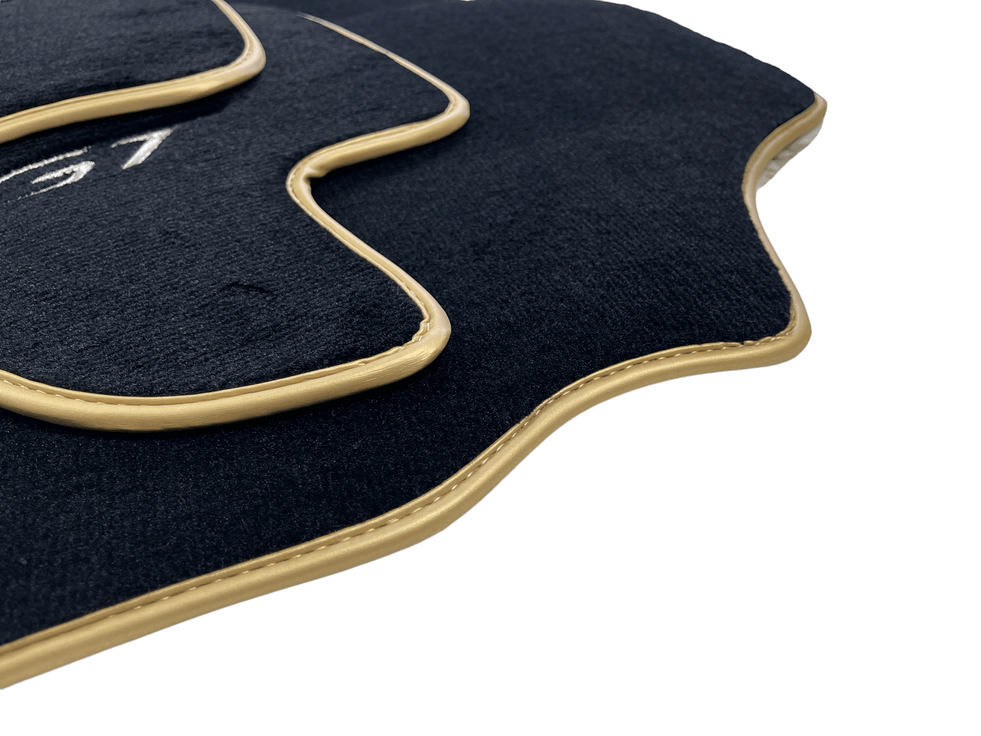 Black Floor Mats For Bentley Continental GT 2003–2011 With Gold Color Trim - AutoWin