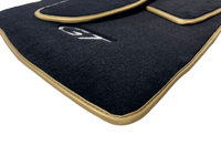 Black Floor Mats For Bentley Continental GT 2003–2011 With Gold Color Trim - AutoWin
