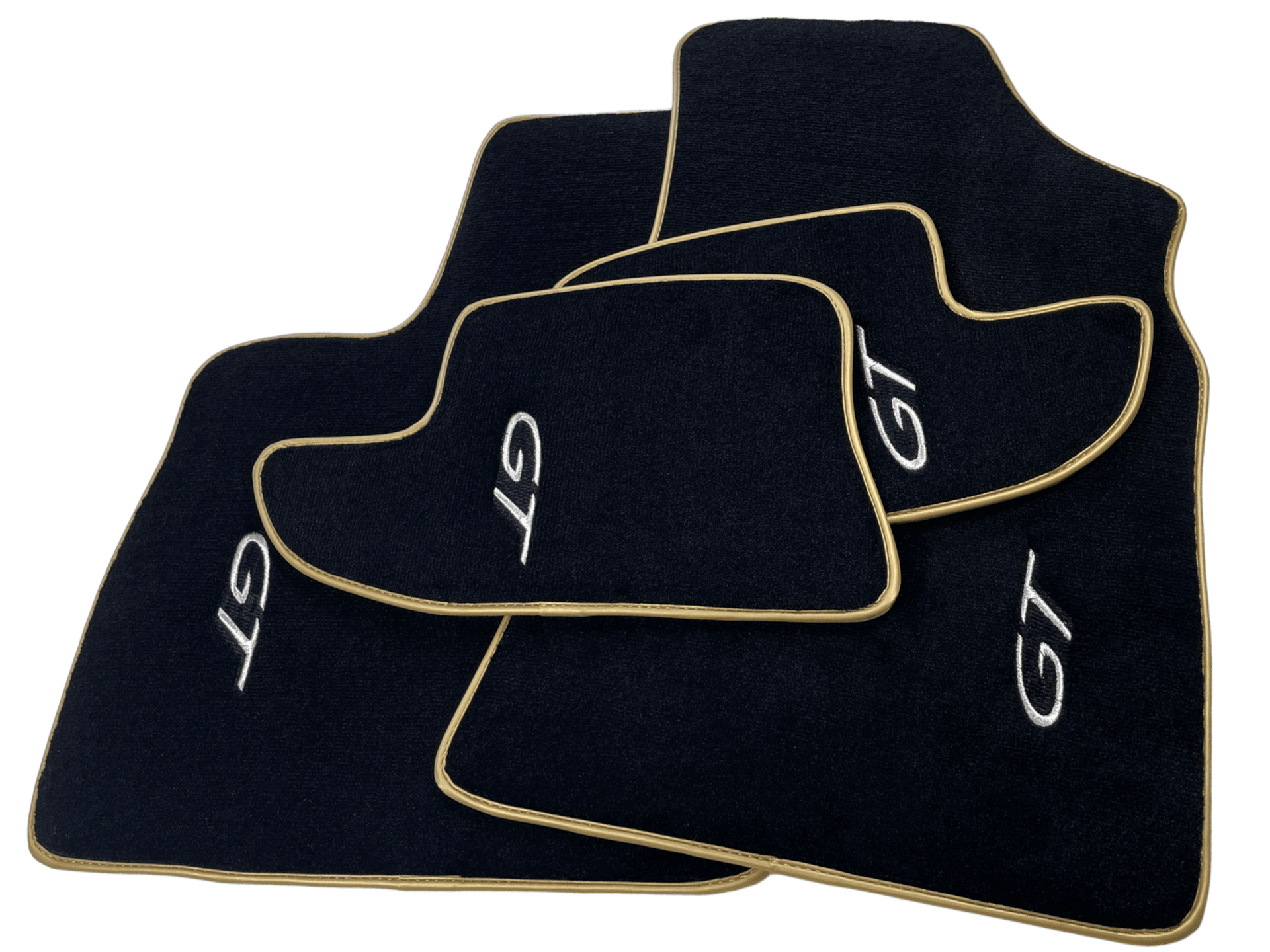 Black Floor Mats For Bentley Continental GT 2003–2011 With Gold Color Trim - AutoWin