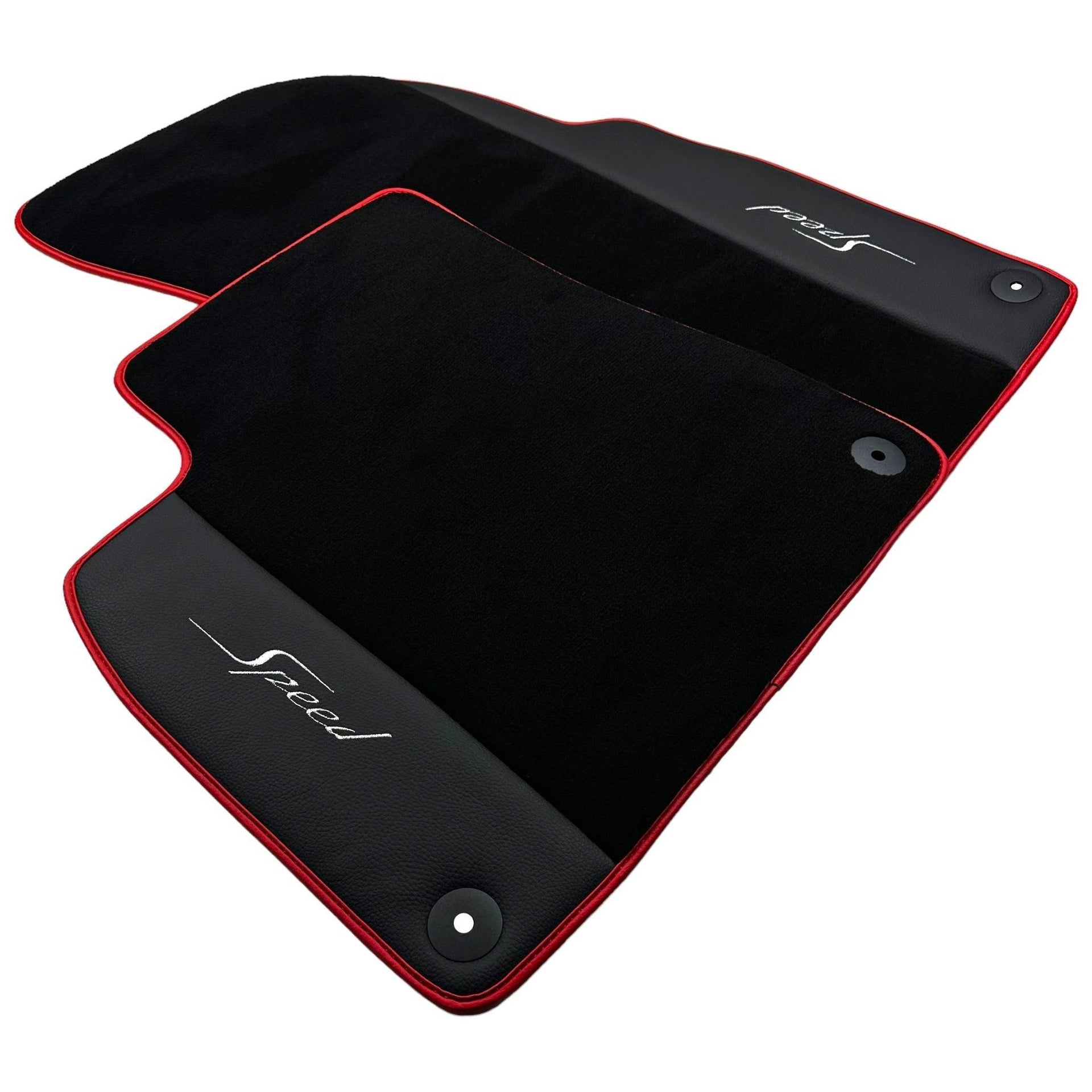 Black Floor Mats for Bentley Flying Spur (2013-2019) with Leather | Red Trim - AutoWin