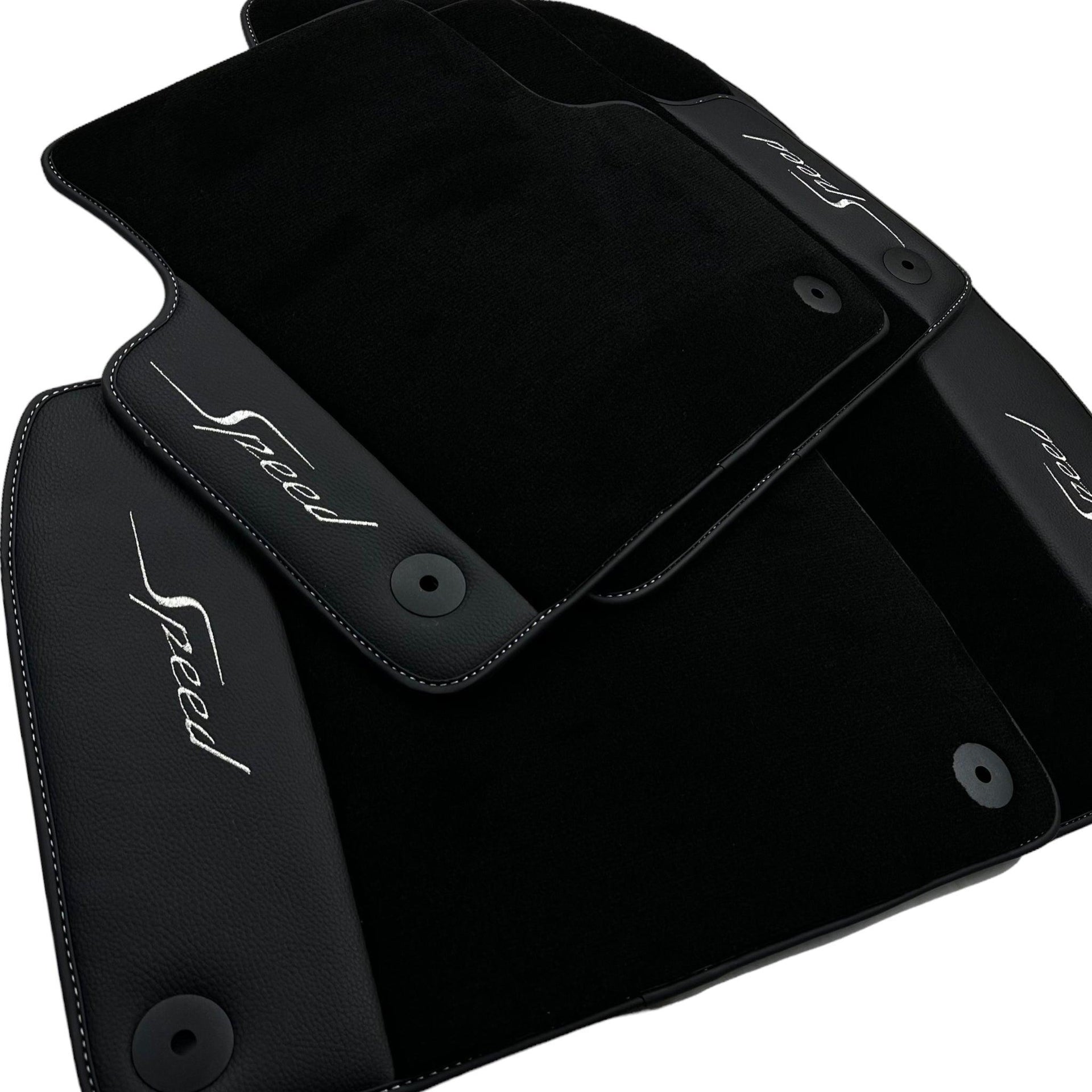 Black Floor Mats For Bentley Mulsanne (2010-2020) with Leather - AutoWin