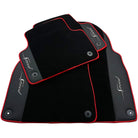 Black Floor Mats for Bentley Mulsanne (2010-2020) with Leather | Red Trim - AutoWin