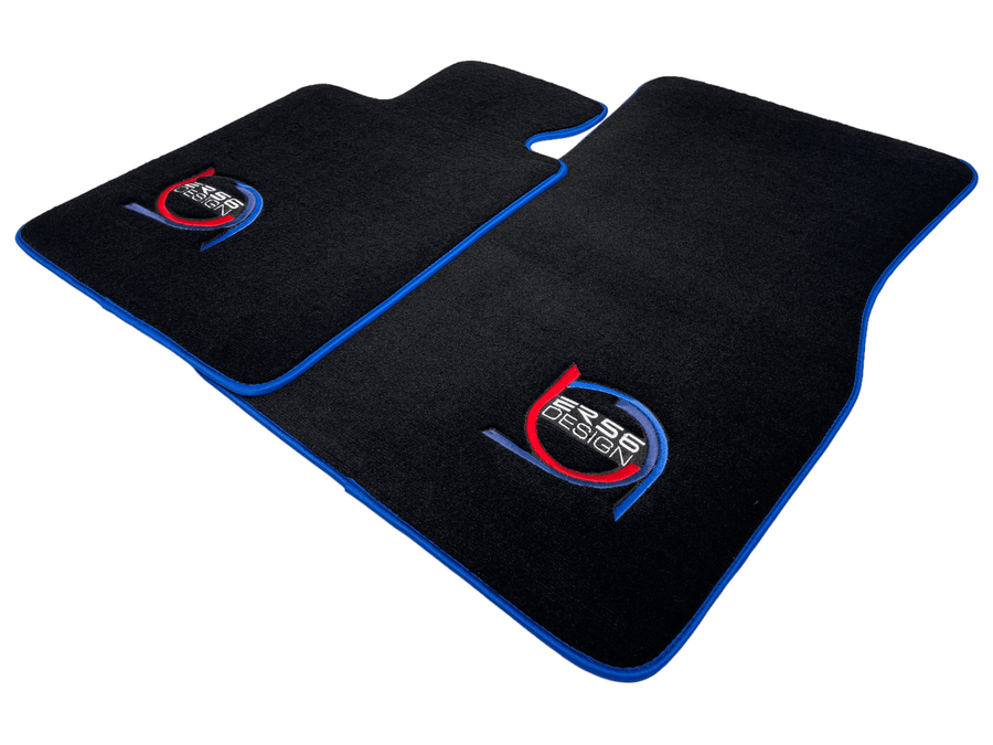 Black Floor Mats For BMW 3 Series E36 4-door Sedan ER56 Design Limited Edition Blue Trim - AutoWin