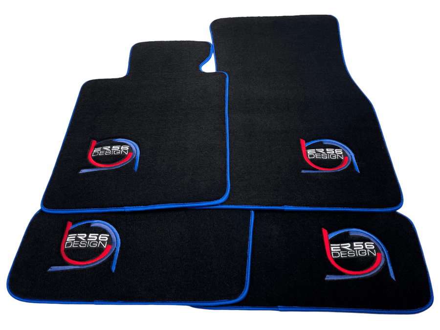 Black Floor Mats For BMW 3 Series E46 4-door Sedan ER56 Design Limited Edition Blue Trim - AutoWin