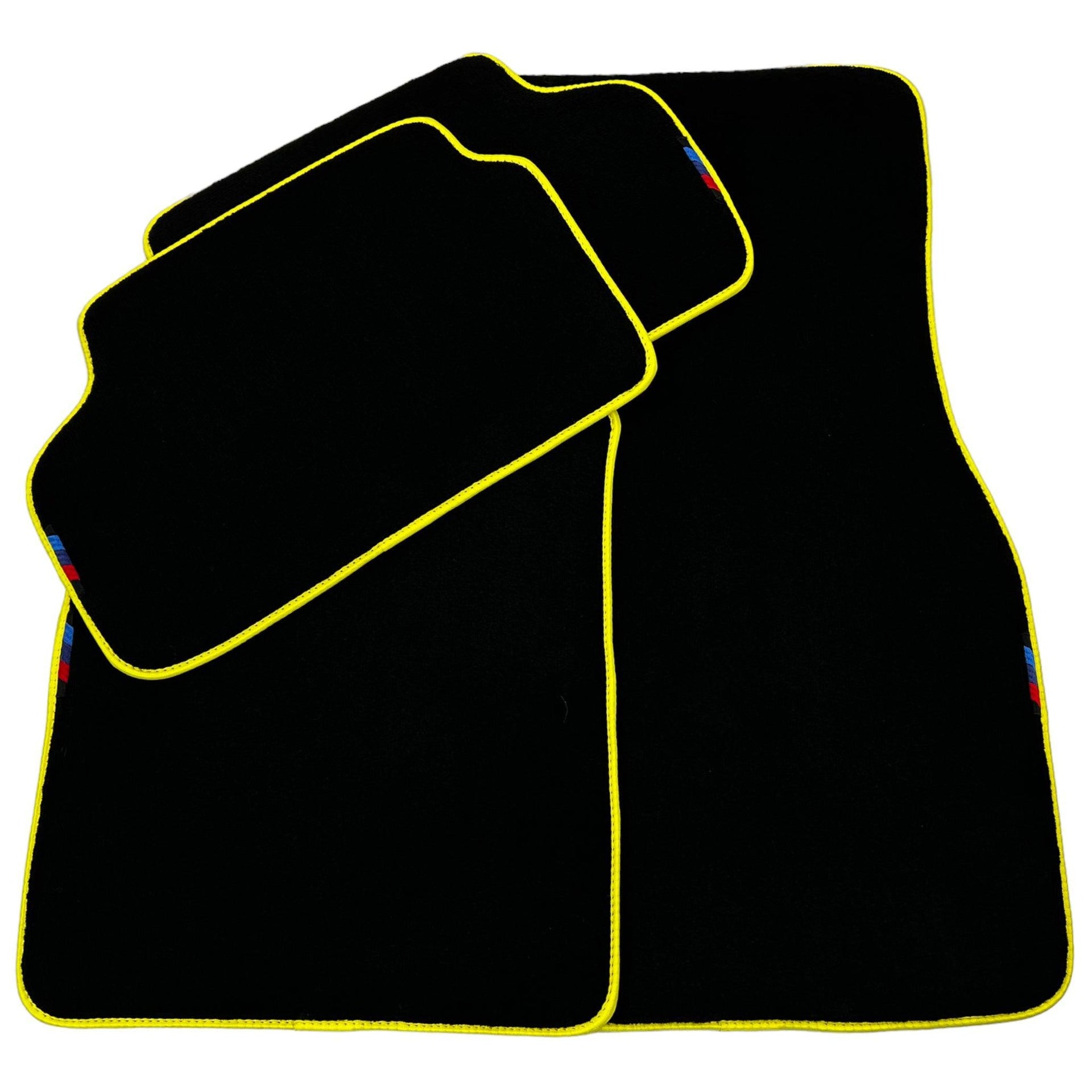 Black Floor Mats For BMW 3 Series E92 | Yellow Trim - AutoWin
