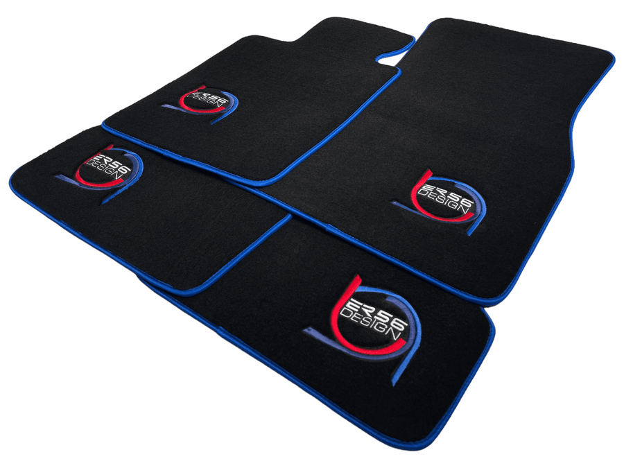Black Floor Mats For BMW 3 Series F31 5-doors Wagon ER56 Design Limited Edition Blue Trim - AutoWin